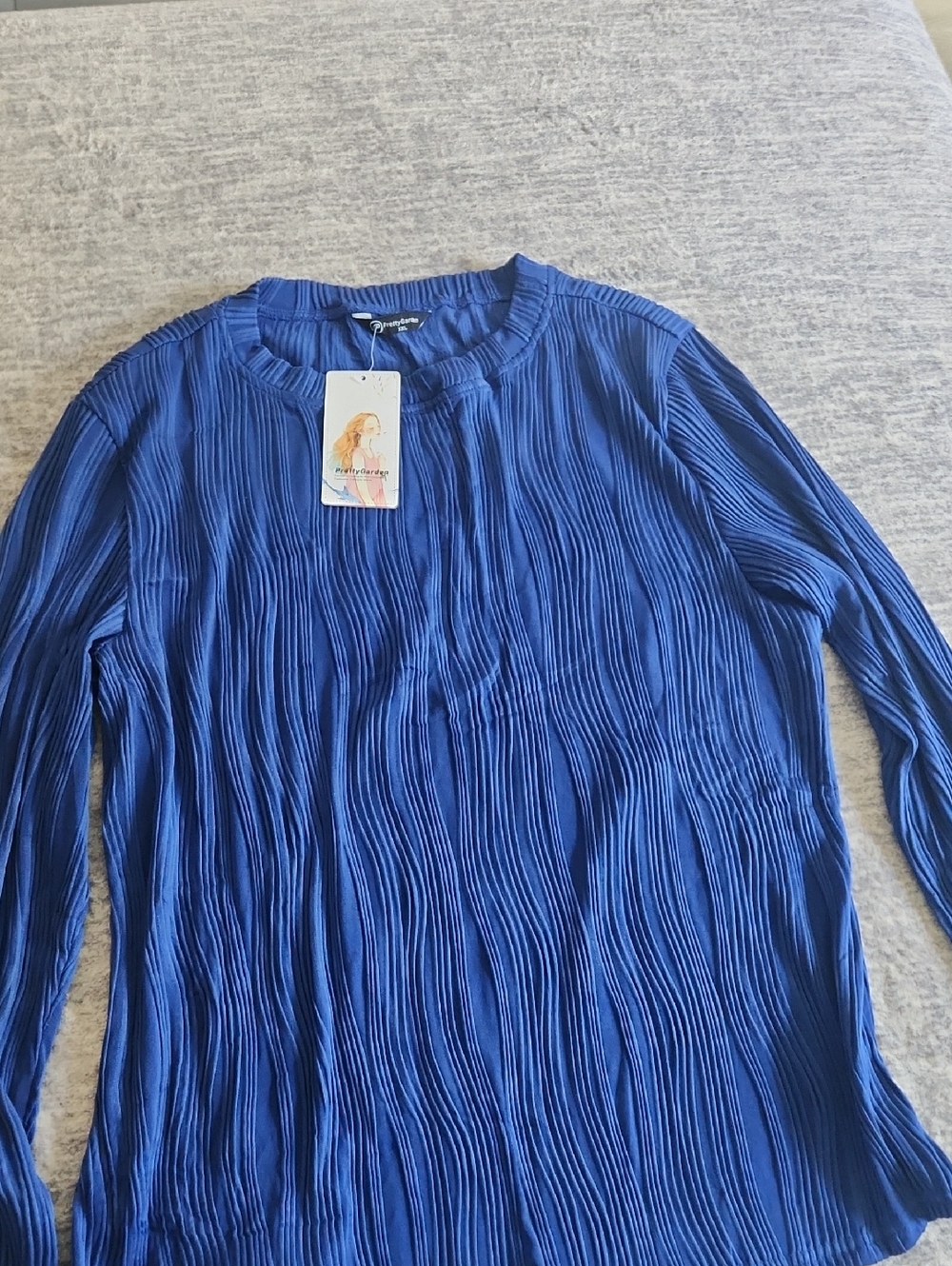 Pleated Long-Sleeve Camisole - Royal Blue